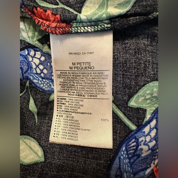 Banana Republic Women's Dress Size M P Black Floral Multicolor Short Sleeve (k11 - Picture 5 of 7